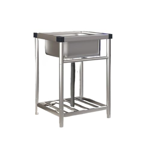 Fiozwea 304ステンレススチール製のキッチンシンク。持ち運びやすく、軽量で、設置も簡単です。スタンド付きの一体型シンクは、屋外、庭、レストラン、バーベキューなどに最適です。 (増設モデル:長さ47mm、高さ42mm、高さ75mm、蛇口なし。) [並