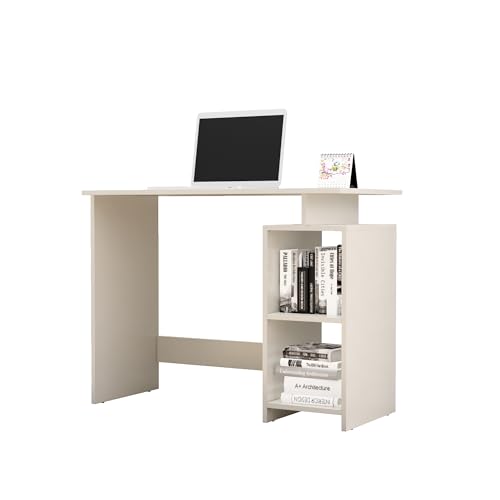 Image of Bniture Wooden Study Table for Home | Engineered Wood Laptop Study Table with Book Shelf | Multi Purpose Office Desk for Laptop, Computer, Writing & Study | Workstation for Home & Office, Frosty White