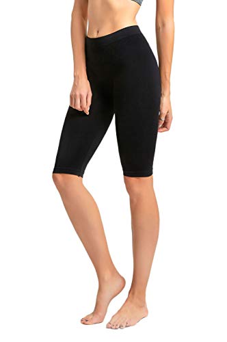 Mopas Leggings - Women's Ribbed Waistband Knee Length Plain Leggings (Pack Of 3) - Black #TOP1