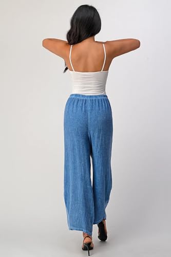 Straight Cotton Linen Pants with Pockets (US, Alpha, One Size, Regular, Regular, Blue)4