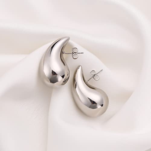 Chunky Gold Hoop Earrings For Women, Lightweight Earring Dupes Tear Drop Dangle Earrings 14K Gold Plated, Water Drop Earrings Fashion Trendy Hypoallergenic Jewelry #TOP4