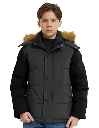 Image of Wantdo Boys' Winter Coat Warm Puffer Jacket Waterproof with Faux Fur Hood