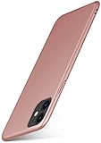 moex® cover ultra-sottile compatibile con iphone 11 | rigida/anti-graffio, oro-rosato metallico