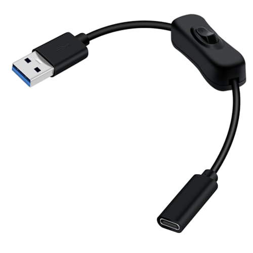 YINGAYOU Cable USB Macho a USB C Hembra 5Gbps Cable Tipo C Carga Rápida 12V 2A Cable USB C Hembra a USB 3.0 Macho con Interruptor 4K@60Hz para Portátil, Tablet, Teléfono Móvil (0.2 m/0.6 ft)