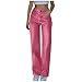Women Faux Leather Pants PU High Waist Straight Leg Casual Y2K Fashion Pant Comfy Solid Color Trousers with Pocket S-2XL