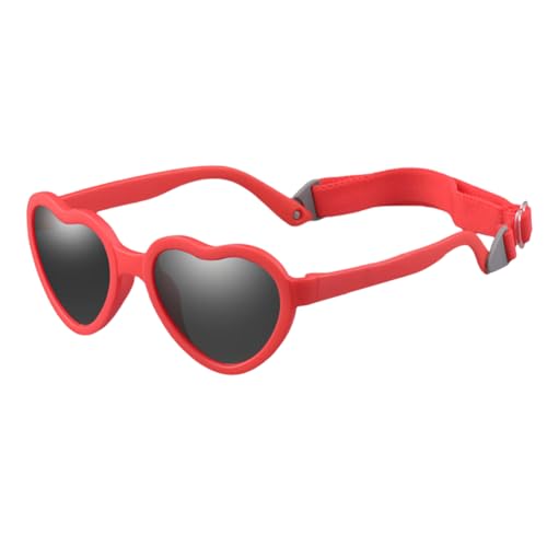 Baby Heart Polarized Sunglasses with Strap Adjustable for Toddler Girls Boys Age 0-24 Months UV400