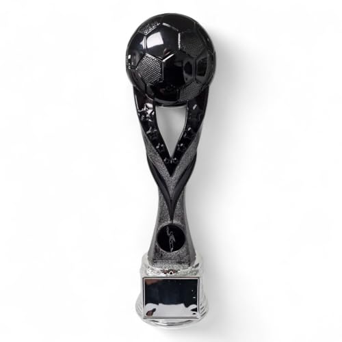 Trophée de football moderne noir et argent de 270 mm pour célébrer les champions