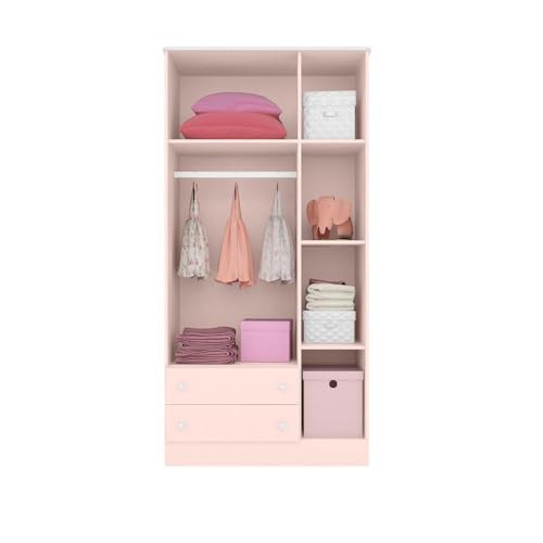 Guarda-roupa Infantil 3 Portas 2 Gavetas Doce Sonho Rosa Acetinado