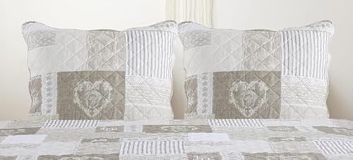 Colcha Boutis Patchwork de 230x250 cm para Cama Doble con 2 Fundas 3