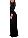 Dearlovers Women's Scoop-Neck Solid Three-Quarter-Sleeve Long Maxi Dress, Black, Small