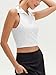 Stelle Women Non See Through Sleeveless Golf Polo Shirt UPF50+ Collared Tennis Shirts Quick Dry Workout Cropped Tank Tops White Medium