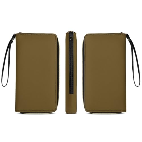 Women's Cute Decor Long PU Zipper Wallet, Travel Purse Fashion Design, Huge Storage Capacity Purse With Rope Brown3