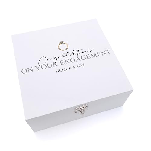 ukgiftstoreonline Personalised Congratulations on your Engagement Keepsake Memory Box. (Medium Wood Box)