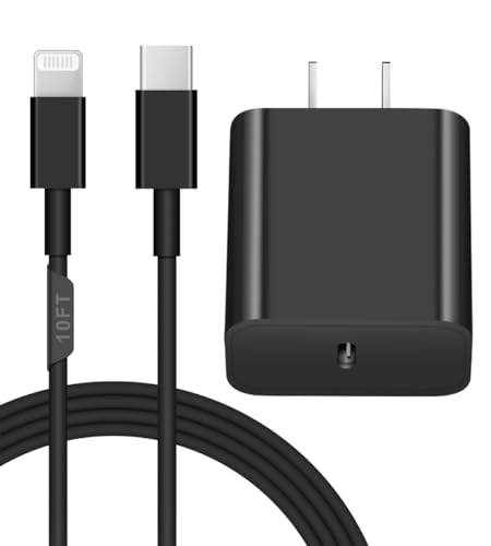 Image of Extra Long 10FT iPhone 14 13 12 Charger Fast Charging 20W PD USB C Wall Charger with Fast Charging Cable Compatible iPhone 14 /13 /12 /11 /Pro /Pro Max /Mini /Xs Max /XR /X, iPad - Black