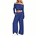 2 Piece Sets For Women Comfiest Airport Outfits Sweat Set Women'S 2 Piece Matching Lounge Set Fall Fashion Long Sleeve Off Shoulder Crop Top Wide Leg Pants Casual Sweatsuit Womens (Royal Blue/S)