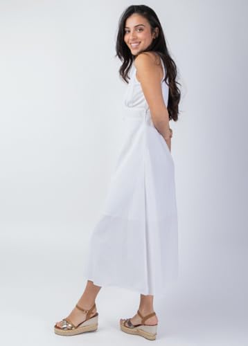 Robe longue sans manches Seraphine blanc en tissu noble premium - 3