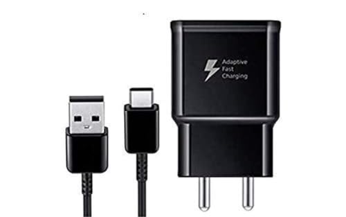 Image of Original 18 W Qualcomm 3.0 Mobile Fast Adaptor with USB Type C Cable for Samsng Galaxy M02S,M11,M20,M21,M30S,M31,M31Prime (Black, Cable Included)