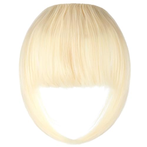 Qunlinta Clip in Bangs Hair Extensions One Piece in Fringe Bangs Hairpiece Synthetic Hair Accessories For Women Bleach Blonde