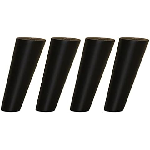 4pcs Wooden Furniture Legs,Solid Tapered Rubber Wood Table Legs,Oblique Cone Replacement Furniture Feet,Sofa Legs,for TV Cabinet,Bed,Dining Table,with Mounting Plate,Screws (10cm,Black) Cover