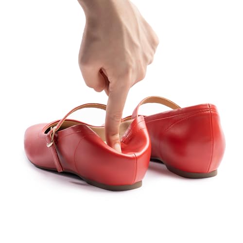 Image of Cusolemore Mary Jane Flat Shoes with Arch Support and Hidden Wedge Heel, Women Ballet Flats, Mary Jane Flats, Comfortable Dress Shoes