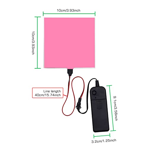 Image of 10 * 10cm EL Panel Electroluminescent Light Sheet Decorations Light Lamp Sheet Neon Sheet with Battery Inverter (Pink)