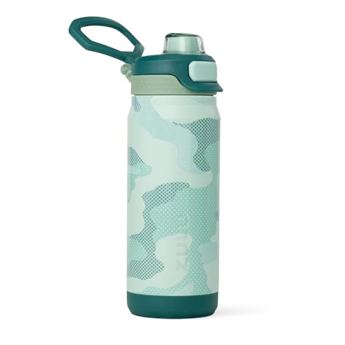 Image of ZULU Powerfill Pro 18oz Kids Stainless Steel Water Bottle with Quick Fill Lid, Triple Wall Vacuum Insulated, Leak Proof Locking Lid, Sip & Chug, Reusable, BPA Free, Dishwasher Safe, Green Camo