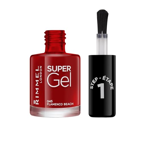 Rimmel Super Gel, 45 Flamenco Beach, Long-Lasting Nail Polish, Glazed Finish, Easy Application, Gel-like Manicure, Chip Resistant, Clean Formula, 12ml
