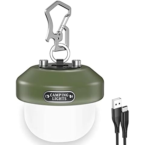 Camping Lantern Rechargeable, Wastou Camping Light USB Portable, Bright Tent Lamp Battery Powered, 6 Light Modes LED Light Waterproof, 150 Lumen, for Camp, Emergency, Power Cuts [Energy Class G] Cover