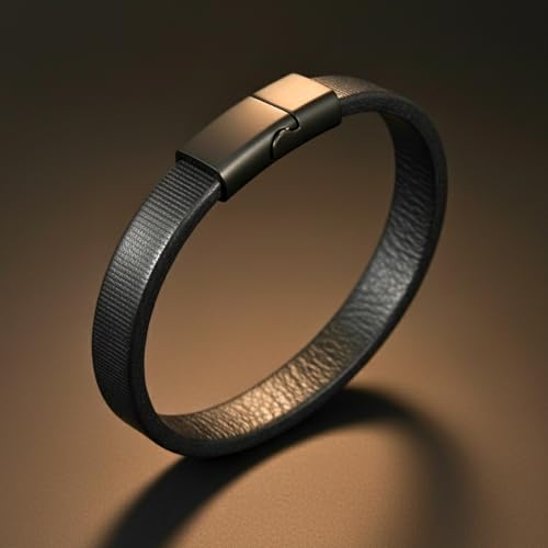 Image of THE MEN THING Leather Bracelet for Men - American Style Genuine Leather Multi-Layer Braided Bracelet with 100% Stainless Steel Magnetic Buckle for Men & Boys (8 inch)