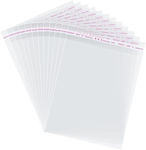 100 Bolsas Celofán Autoadhesivas OPP, Bolsas Transparente sin Orificios con Cierre Adhesivo, para Ropa, Camisetas, Regalos, Tarjetas y Joyas (30X40+4CM)