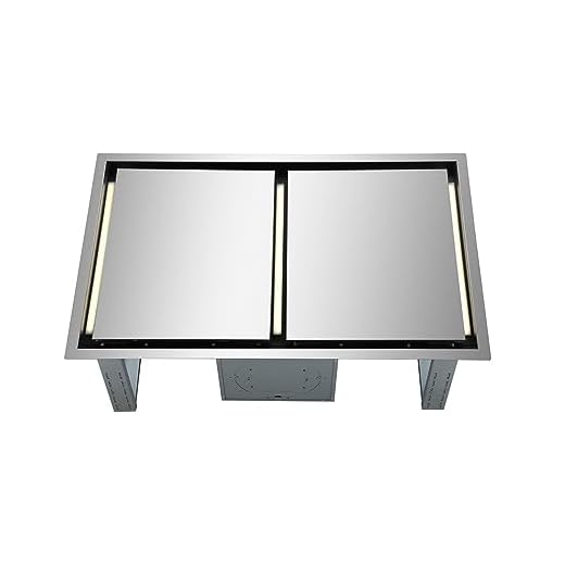 FORNO Arezzo 44” Inch. Built-in Ceiling Range Hood Stainless Steel 1200 CFM Double Motor Fan Perimetric Heat, Recess in Soffit Range Hood Steam Capture with Remote Control
