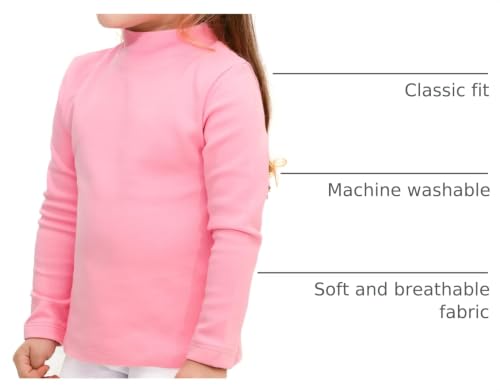 Image of Lilax Girls' Basic Long Sleeve Mock Turtleneck Cotton T-Shirt