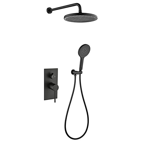 Système de douche de pluie 10 pouces en laiton avec pommeau 3 fonctions