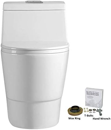 Woodbridge WoodbridgeBath Dual Flush Elongated One Piece Toilet with Soft Closing Seat, Comfort Height, Water Sense, High-Efficiency, white T-0012