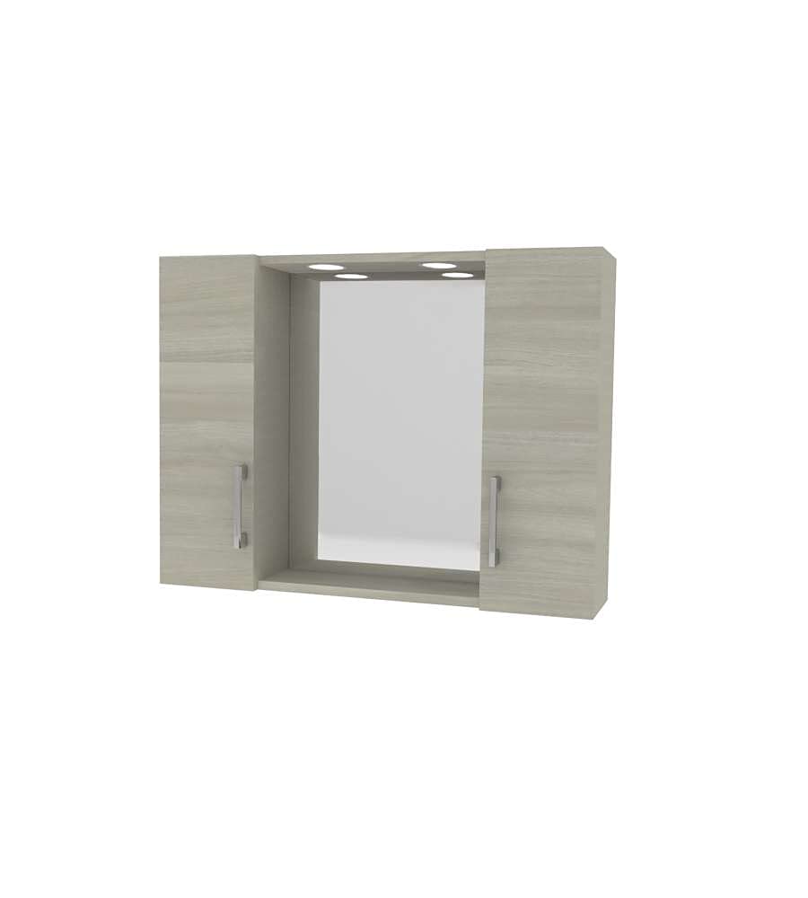 Specchiera Da Bagno Pensile Doppio Dia Cm 77 X 16 X H.57 - Rovere Grigio - 4