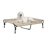 Veehoo Cooling Elevated Dog Bed, XL Raised Pet Cot with Guardrail & Slope Headrest, Durable Breathable Teslin Mesh, Non-Slip Feet, Washable Dog Couch Bed for Indoor & Outdoor, 50.5' x 33.5', Beige