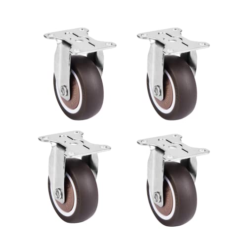 Image of 4Pcs Heavy Duty Castor Wheels, 65mm/2.6 inch Swivel Trolley Furniture Caster, Floor No Marks Silent Caster with Brake Up To 150 Kg Per Wheel for Indoor And Outdoor Use