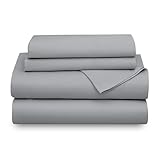 SUPREME ELEGANCE 1200 Thread Count Soft Silver Queen Size Bed Sheet Set, Cotton Rich Bedding Set, Durable & Moisture Wicking, Wrinkle-Resistant, Soft Sateen Sheets with Elasticized Deep Pocket