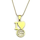 Genérico Me encanta el voleibol Simple Chain para mujeres Hombre Dorado Color Deportes Collar Hiphop masculino Joyería Accesorio