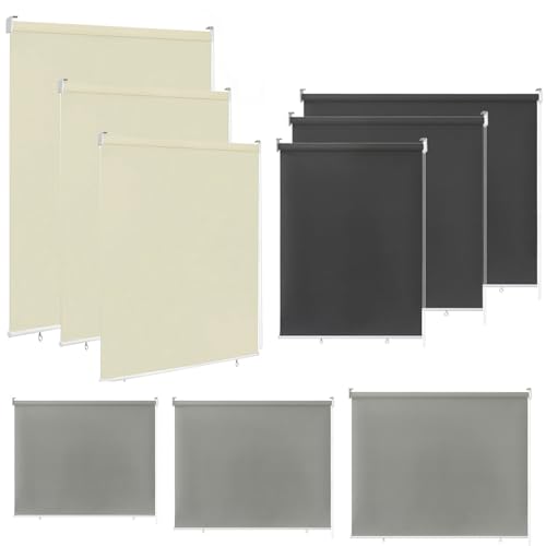 LILIIN Außenrollo Verdunklungsrollo Thermorollo Klemmrollo 180 x 240 cm Sichtschutz Sonnenchutz Balkonmarkise Wetterfest Outdoor Rollo für Terrasse und Garten Fenster & Türen, Beige