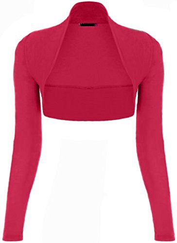 Bolero de manga larga para mujer rojo cereza con tejido de punto suave y corte torera