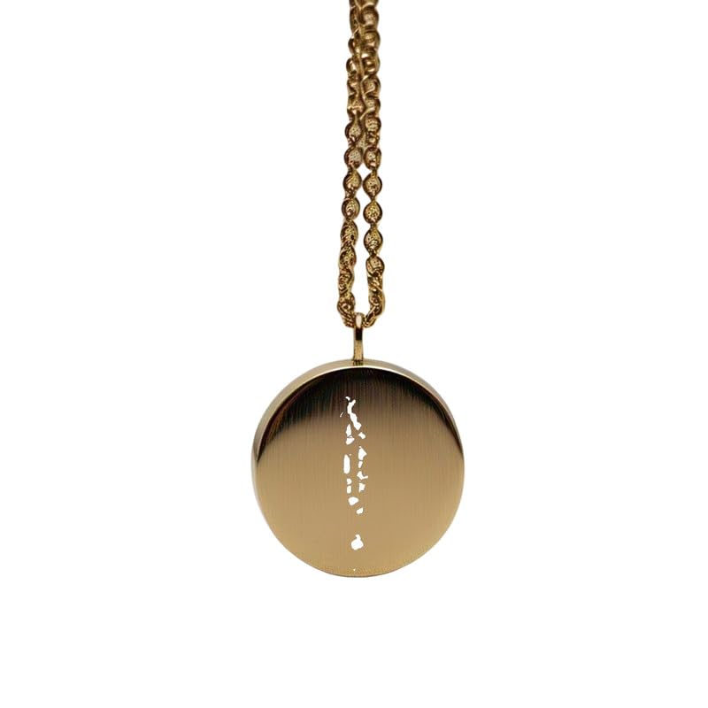 Pendentif carte des Maldives en argent sterling plaqué or 14 carats, forme ronde de 24 mm et épaisseur de 1,5 mm, breloque Terre, bijou de voyage délicat | Médaillon gravé Aventure | LKB_MAP_401