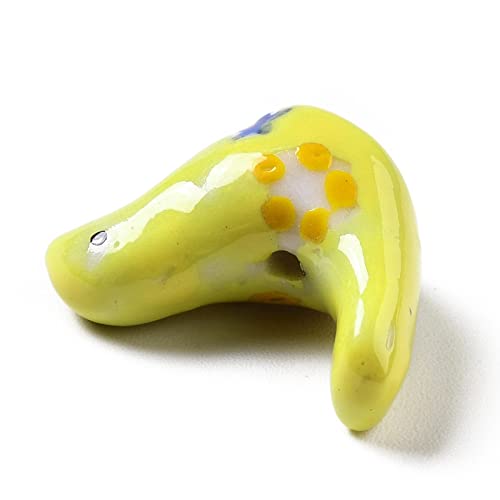 Crafans 10Pcs Porcelain Pigeon Beads, Yellow, 12.5~13x17~19x7~8.5mm, Hole: 1.5mm - Image 3