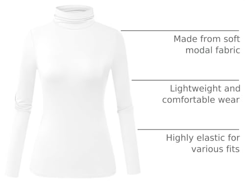 Image of Herou Womens Long Sleeve Turtleneck Slim Fitted Lightweight Casual Active Layer Tops Shirts