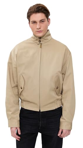 SIMKHAI Men's Harrington Jacket, Khaki, Tan, M