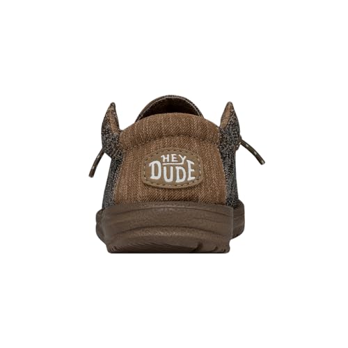 Image of HEYDUDE Boy's Wally-Youth Sport Knit Walnut Size 1 | Youth's Shoes | Youth Slip-on Loafers | Comfortable & Light-Weight