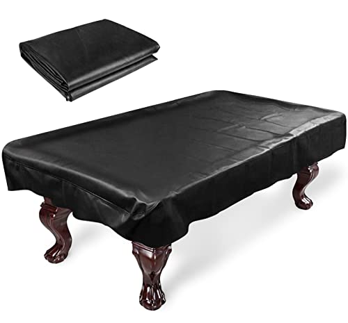 iCOVER Leatherette Billiard Table Cover Heavy Duty Waterproof 9 ft Fitted for Air Hockey Table Black