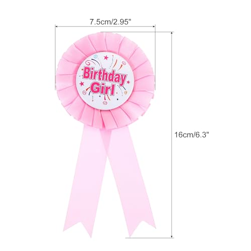 Image of PATIKIL Birthday Girl Ribbon,Pink Satin Fabric Birthday Women Tinplate Badge Pin,Happy Birthday Princess Party Button Pins,Girls Brooches for Party Decoration, Pink