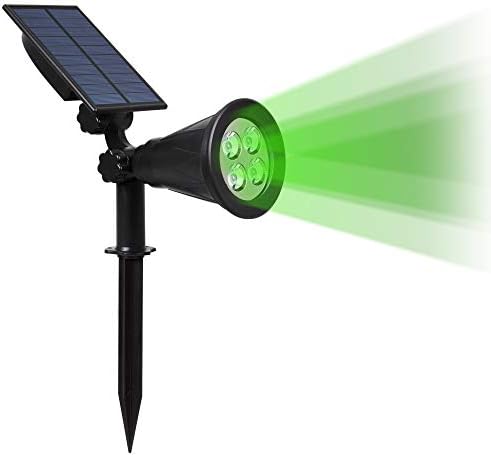 Solar Lights Outdoor Bright Adjustable 4 LED Landscape Lights Waterproof 2-in-1 Wall Lights in-Ground Light Security Lighting Dark Sensing Auto On/Off Solar Uplight (Green-1 Pack)