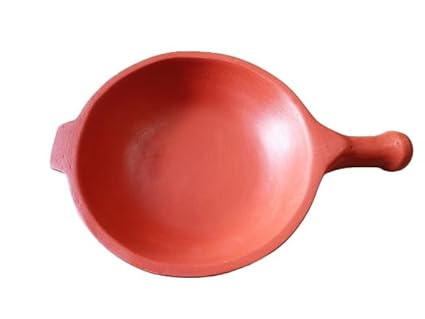 Clay Cooking and Frying Pan for Cooking Dal,Vegetables, Variety of Rice Deep Frying on Gas Stove Organic Unglazed Mitti Cooking and Frying pan are Handmade
